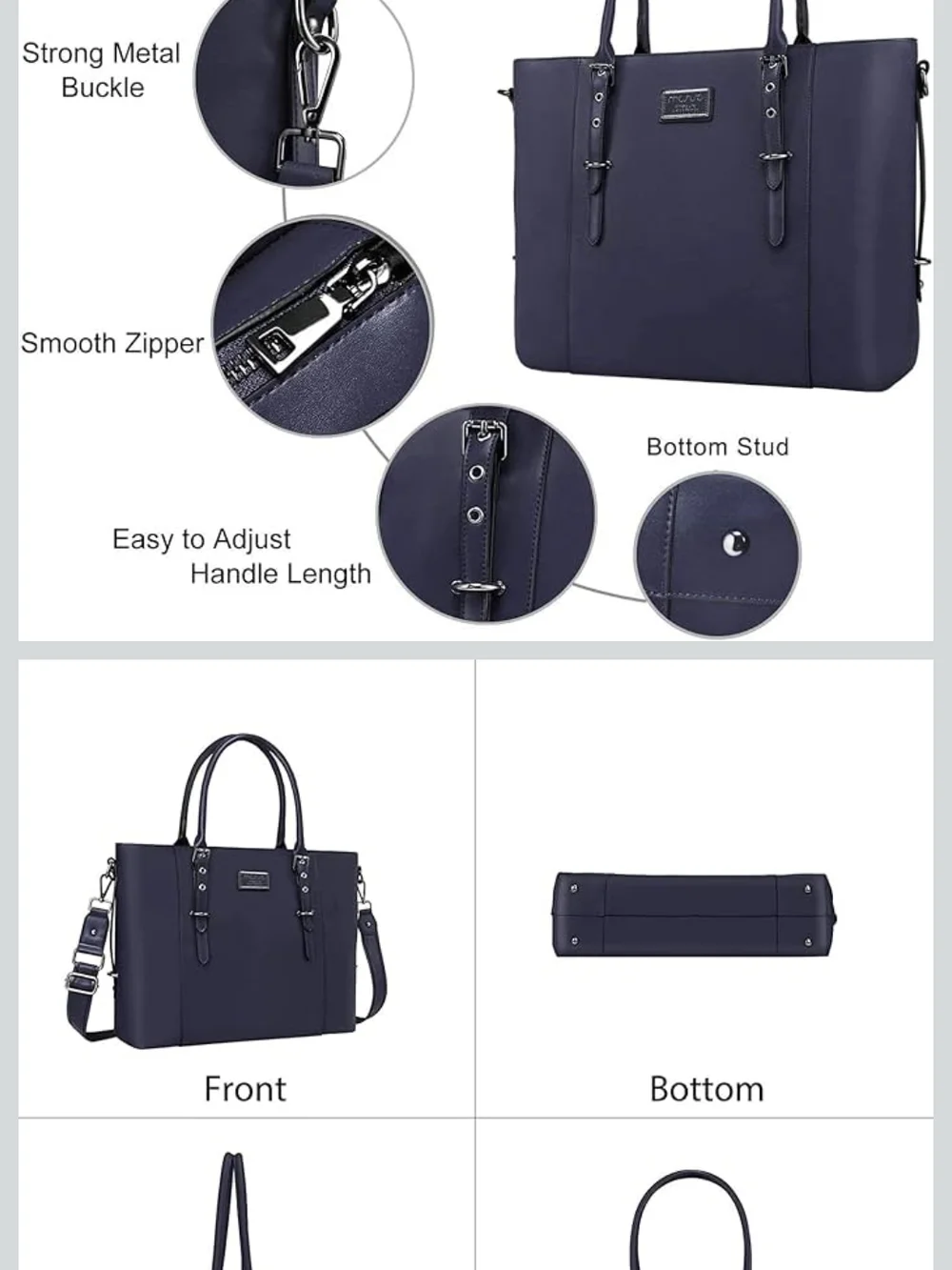 Stylish Navy Laptop Tote Bag
